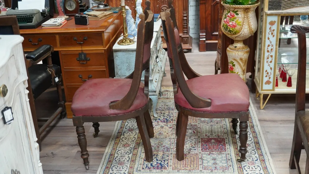 Hogan Family Crest Antique Hall Chairs Early 1900s - Image 3