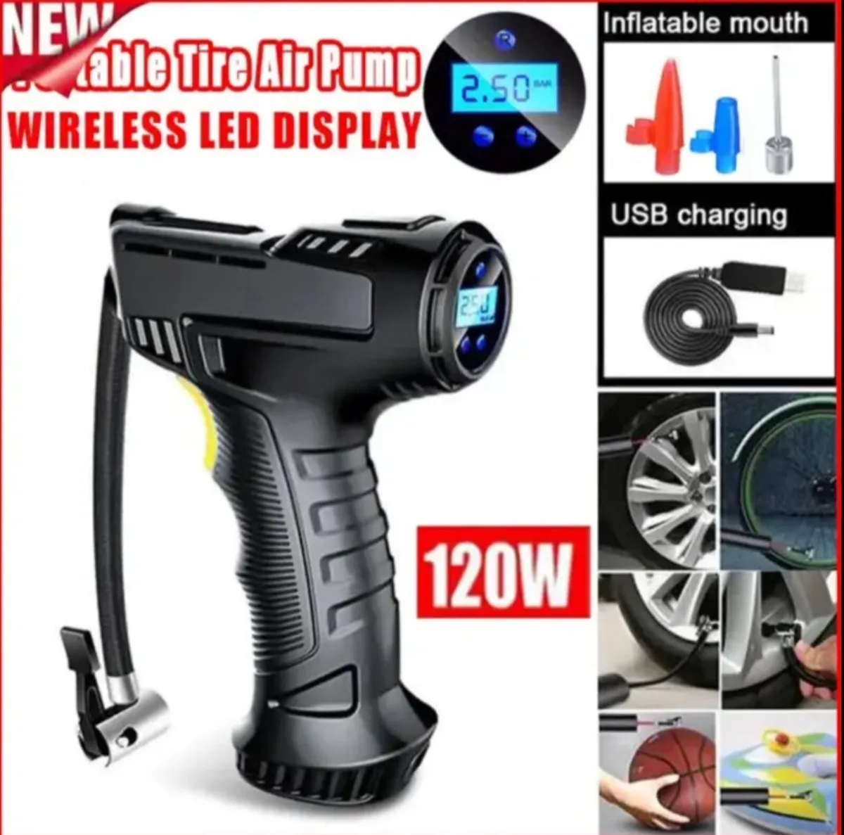 150psi Cordless Air Compressor Tyre Inflator NEW - Image 1