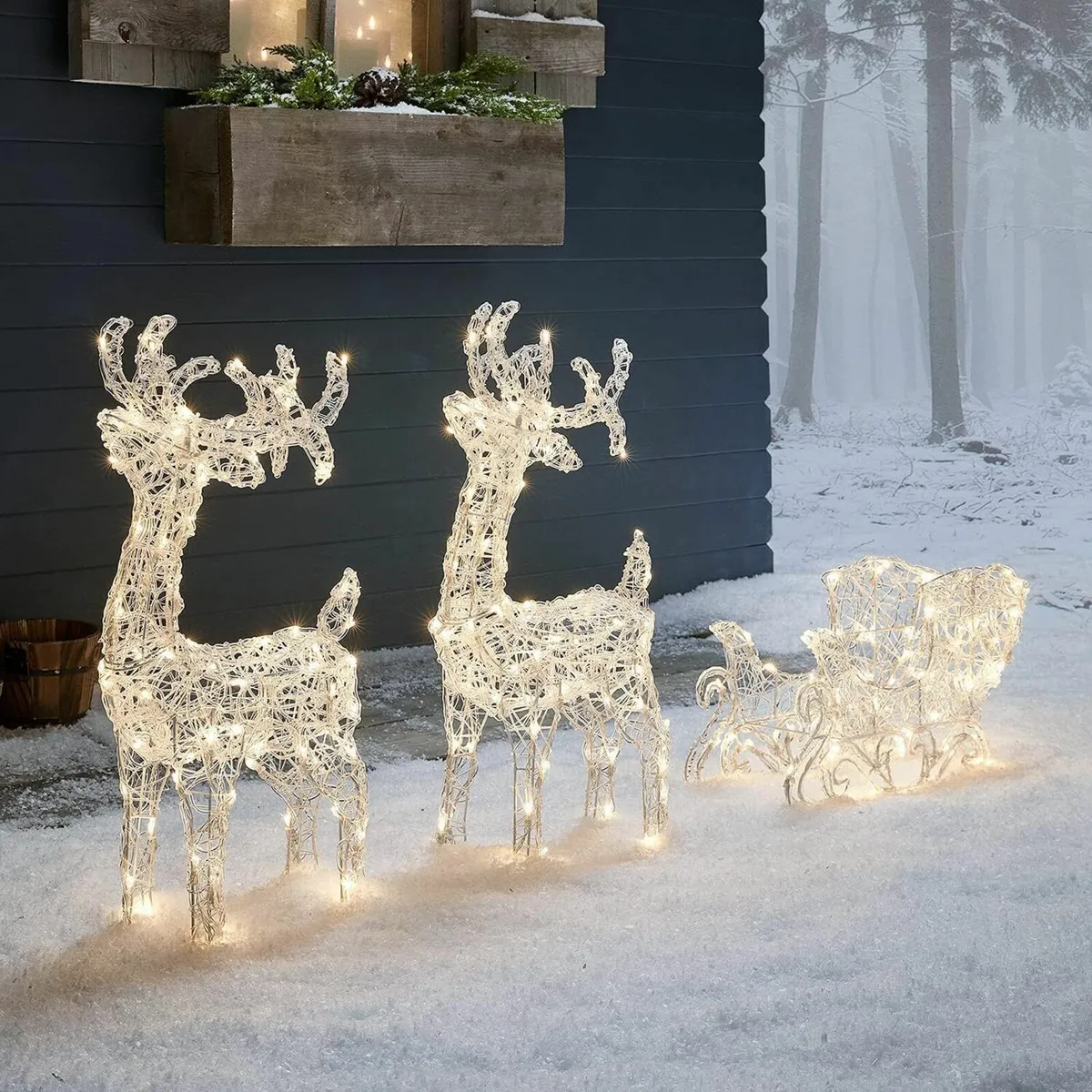 Decorative Reindeer with Sleigh Festive Display - Image 4