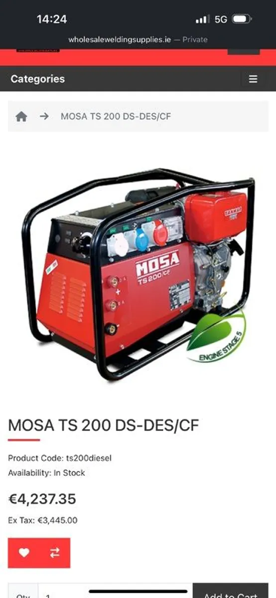 Mosa TS200 generator welder Petrol - Image 3
