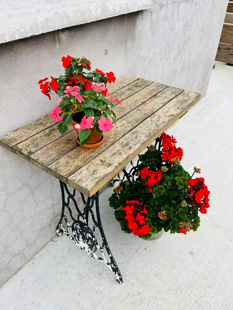 Singer sewing machine base with pitch pine top - Image 1