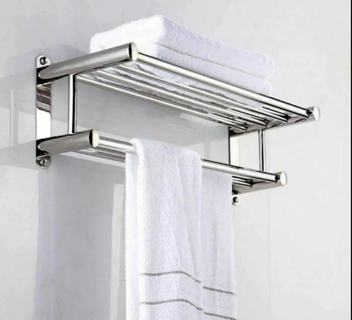 Double Towel Rail Holder Wall Mounted Bathroom - Image 1