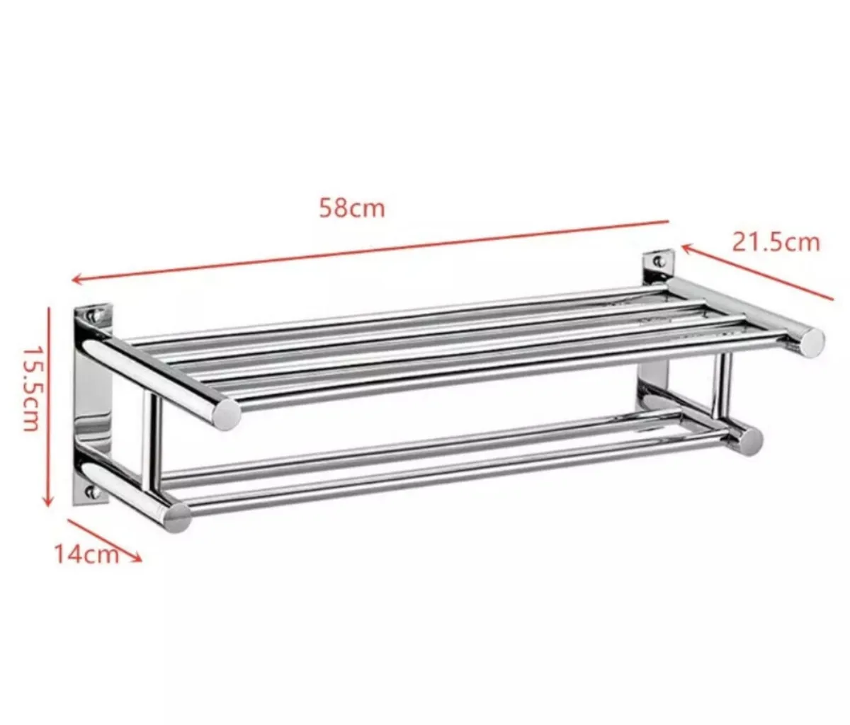 Double Towel Rail Holder Wall Mounted Bathroom - Image 2