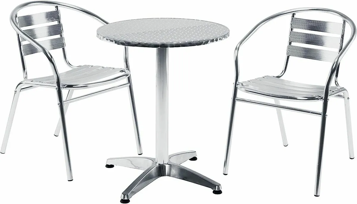 Bar Table Silver Adjustable Aluminum Bistro Table - Image 2