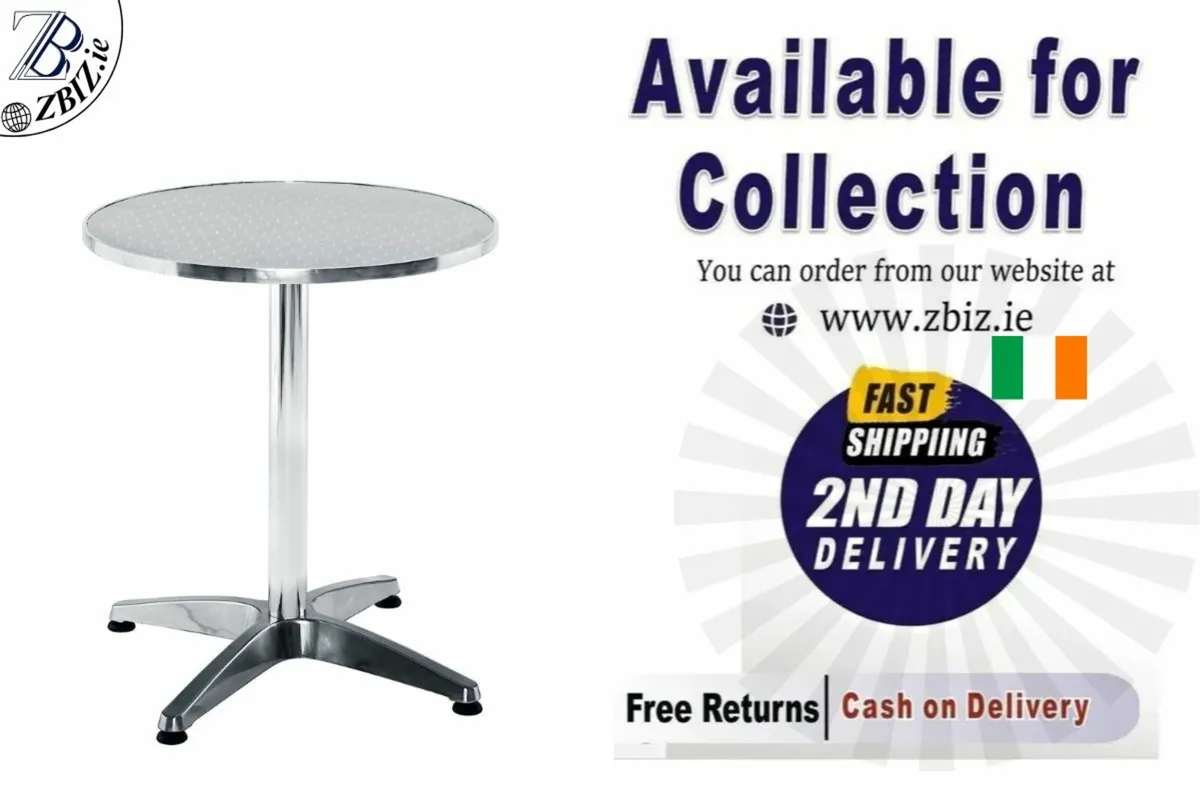 Bar Table Silver Adjustable Aluminum Bistro Table - Image 1