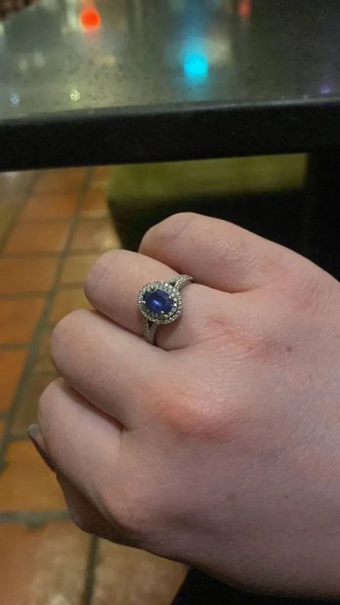 Diamond and sapphire engagement ring