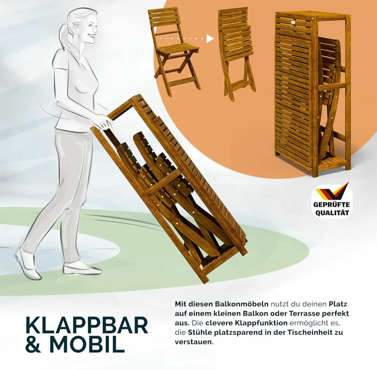 Table and chairs set 2 shelves Weatherproof Foldab - Image 2