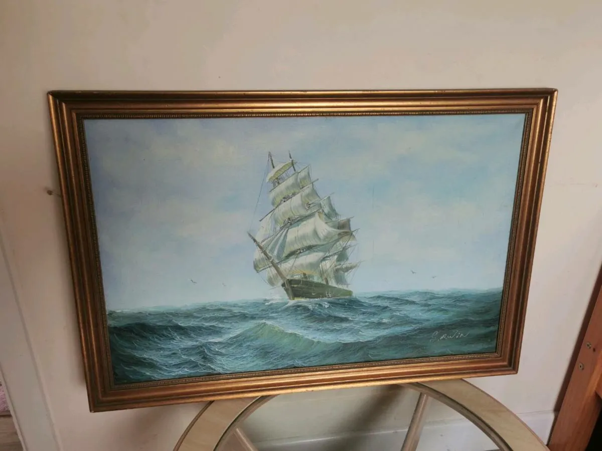Vintage ship painting - Image 1