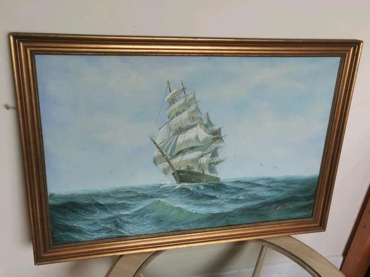 Vintage ship painting - Image 2