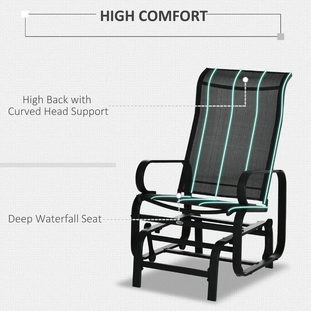 3pcs Metal Outdoor Glider Swinging Chair - Image 4