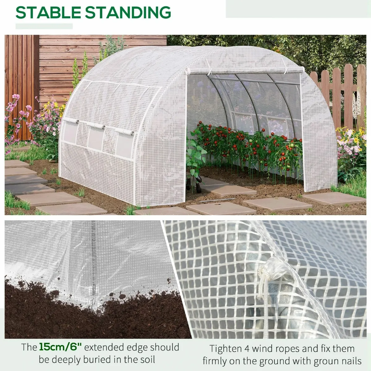 3 x 3 x 2 m Polytunnel Greenhouse with Roll-up - Image 1