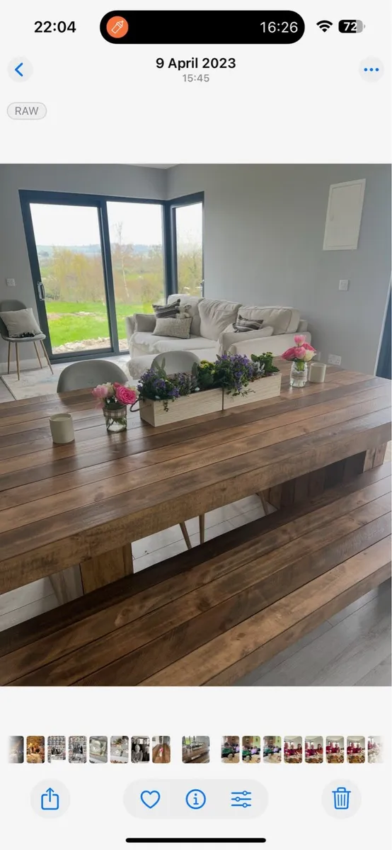 Kitchen table and matching bench - Image 1