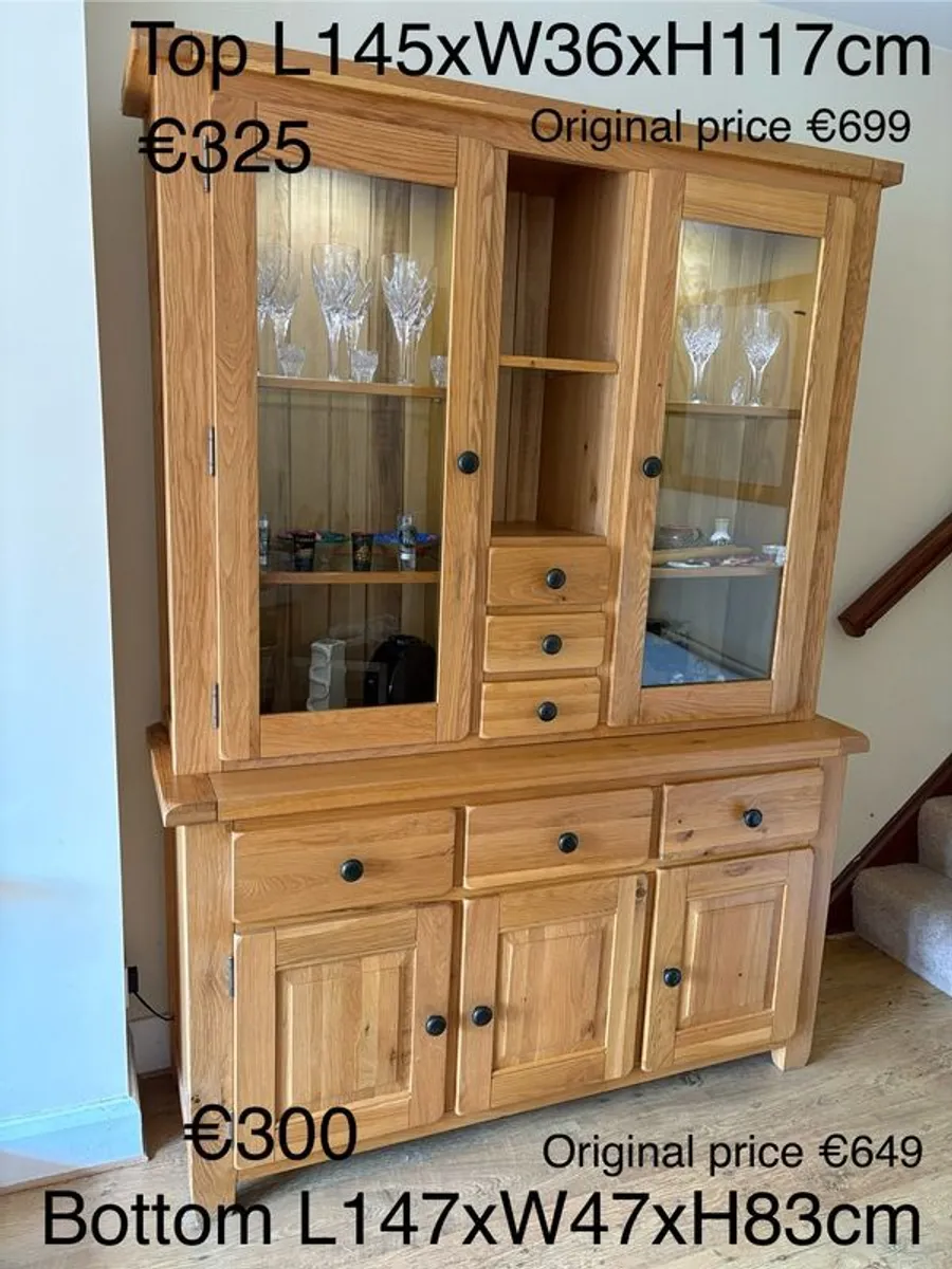 Sideboard Display Cabinet Solid Oak - Image 1