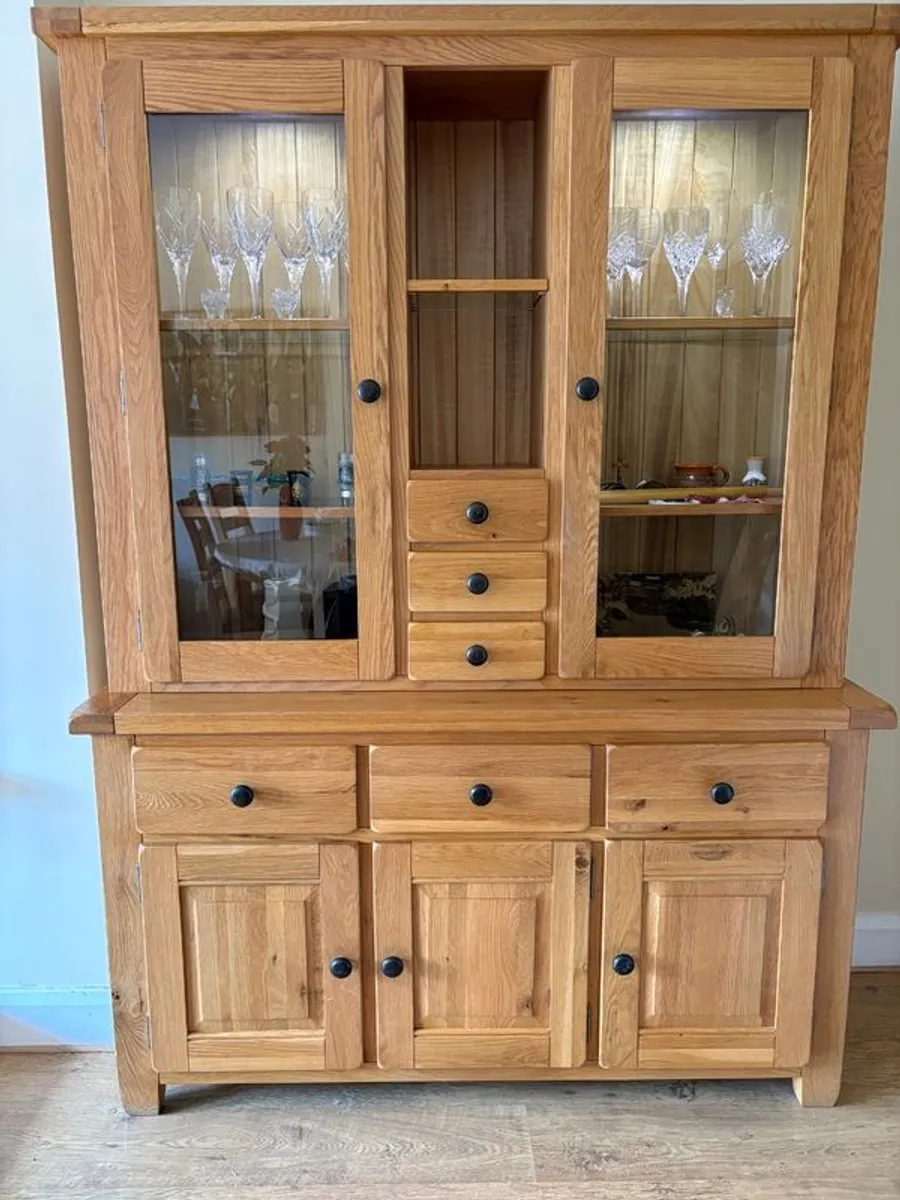 Sideboard Display Cabinet Solid Oak - Image 2