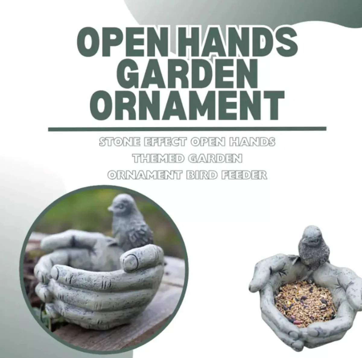 Bird Feeder Bird on Hands Garden Ornament NEW - Image 1