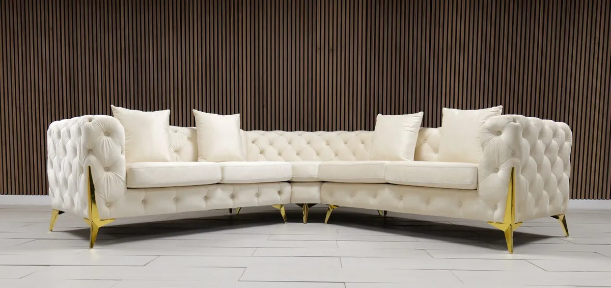 Paris Cream Chesterfield Corner Sofa - Image 4