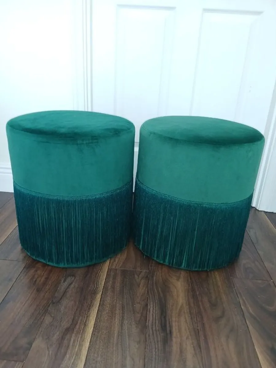 Forest Green Pouffes Stools - Image 1