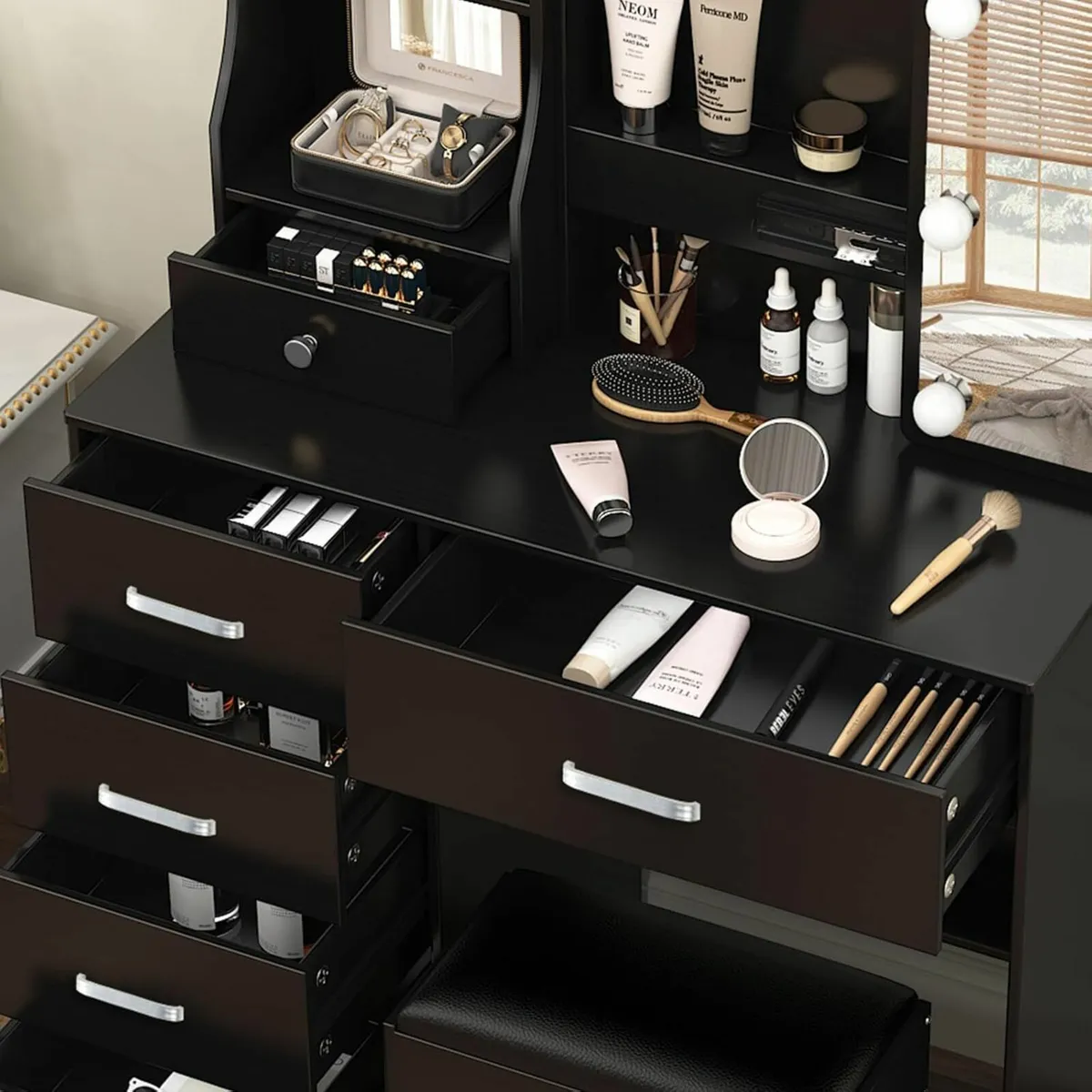 Dressing Table LED Lights, Vanity Table Black - Image 3
