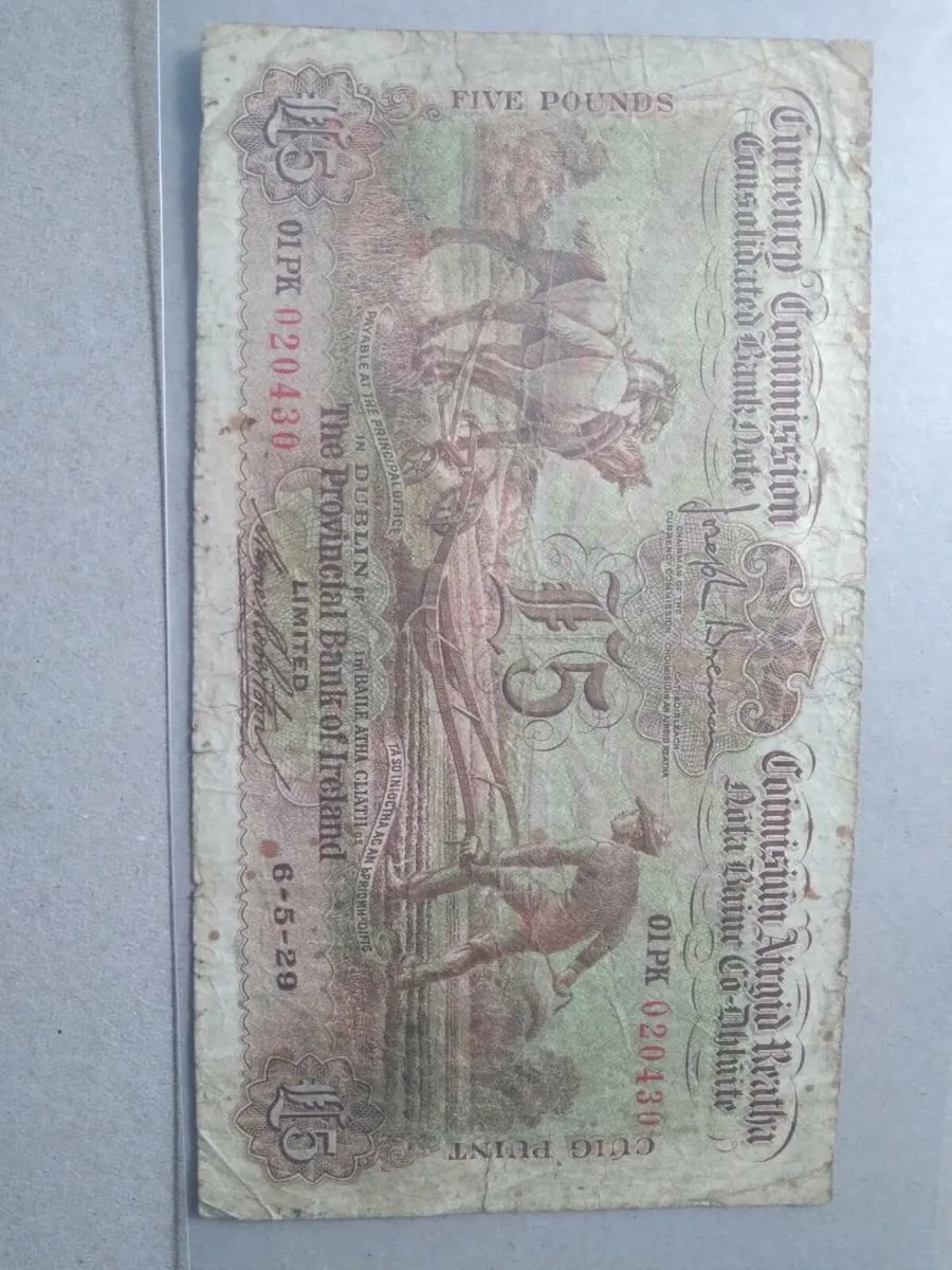 1929 Five Pound Ploughman Banknote - Image 2