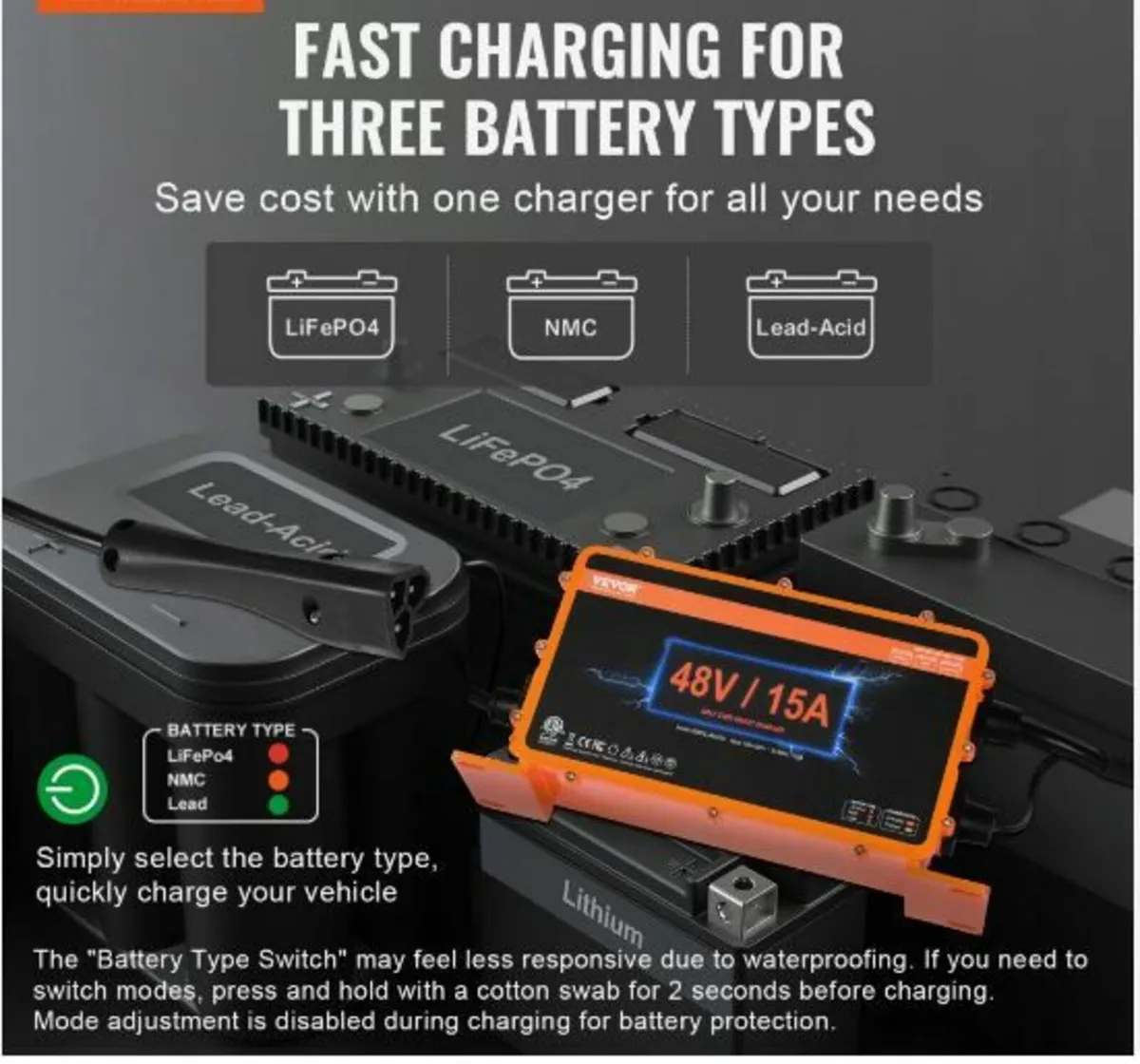 48 Volt 15 AMP Golf Cart Smart Battery Charger - Image 3