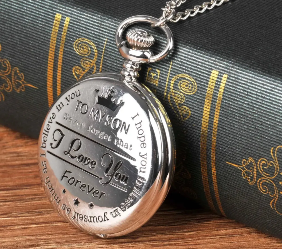 NEW Pocket Watch "To MY SON" with Chain Retro - Image 4