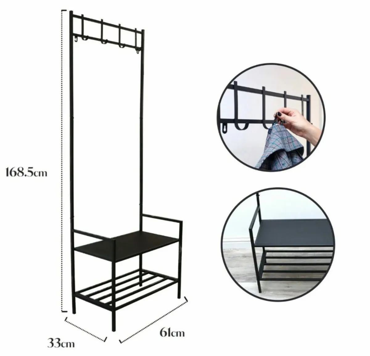 NEW Coat Clothes Rail with 2-Tier Shoe Rack - Image 1