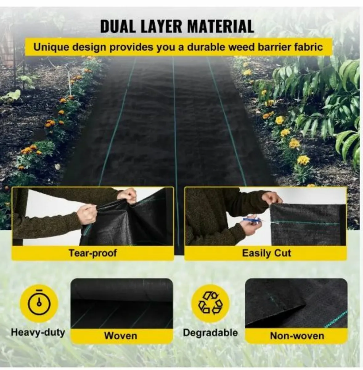 Weed Barrier, 5.8oz Landscape Fabric, 3ft x 300ft - Image 3