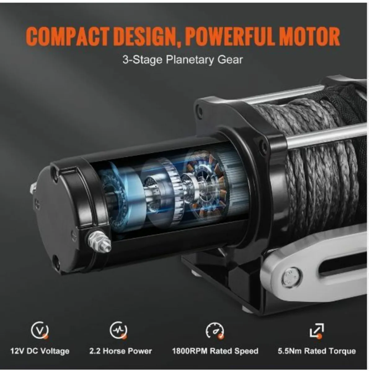 Electric Winch, 12V 4500 lb Load Capacity - Image 3
