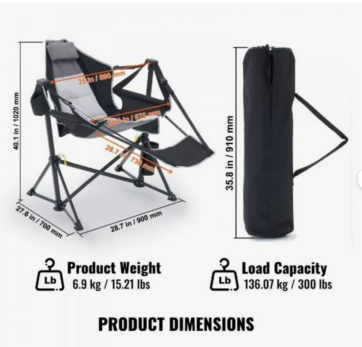 Camping Chair Hammock Chair 300 lbs - Image 3
