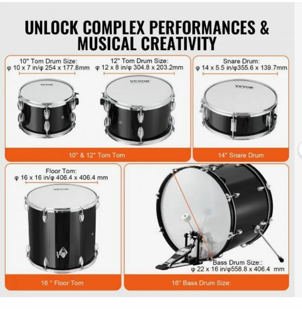 Adult Drum Set 5-Piece 22 in Complete Full Size - Image 2