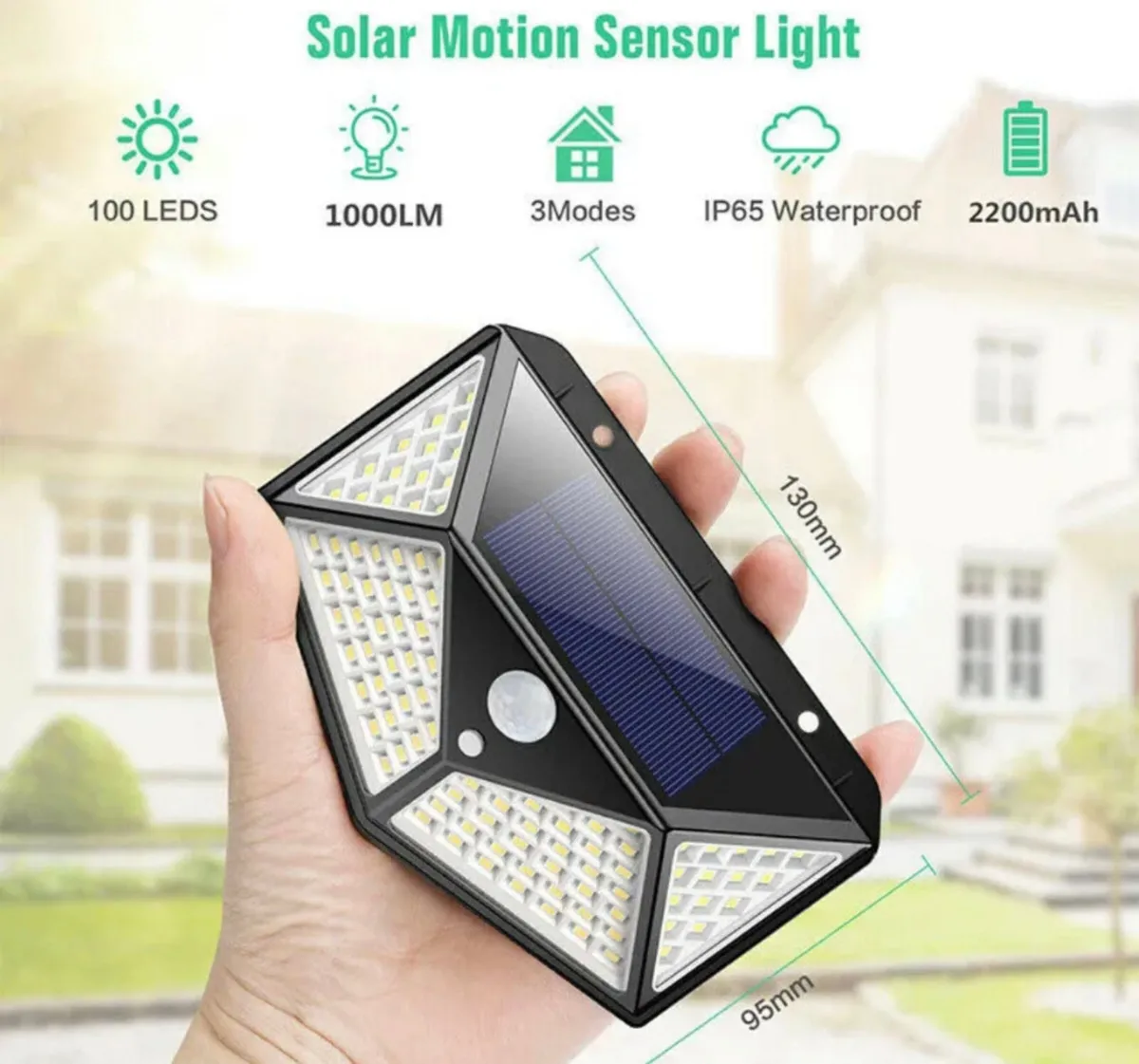 4 x Solar Powered Wall Lights LED PIR Motion Senso - Image 2