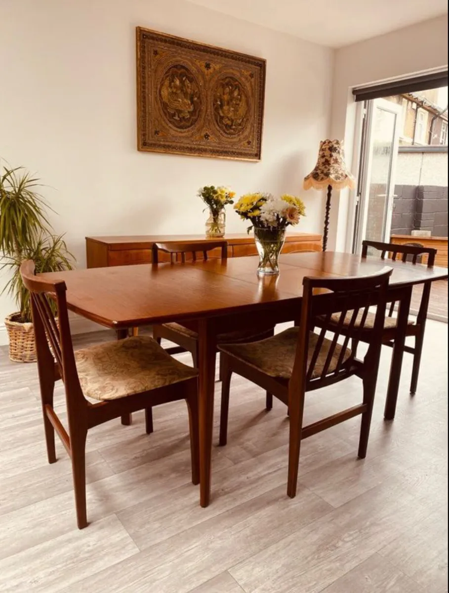 Mid Century Extendable Dining Table Four Chairs - Image 1