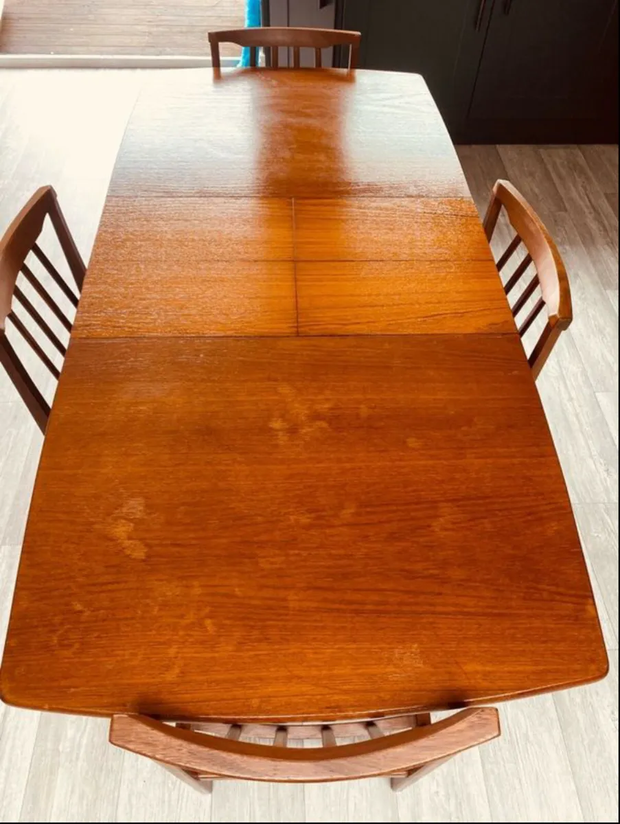 Mid Century Extendable Dining Table Four Chairs - Image 2