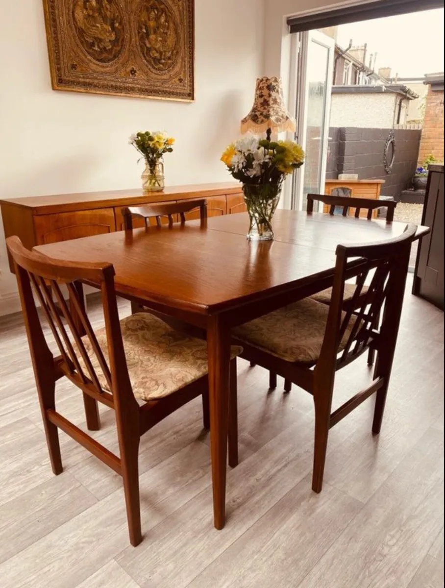 Mid Century Extendable Dining Table Four Chairs - Image 3