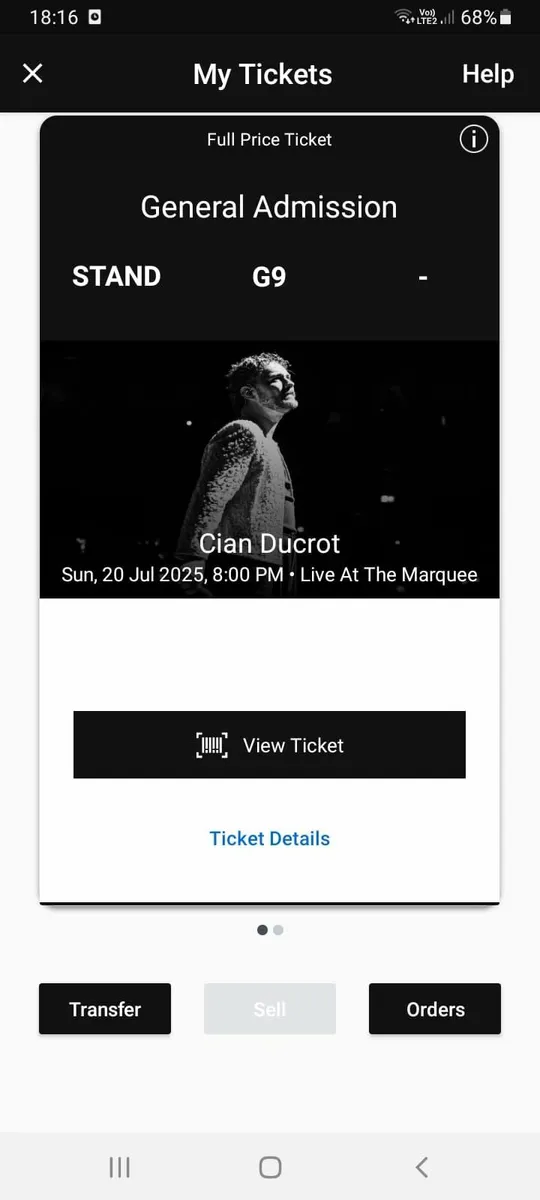 2 x Cian Ducrot tickets for Sunday July 20th, Cork - Image 1