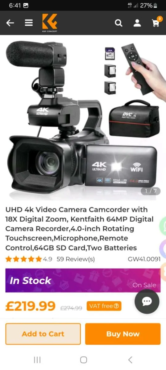 4k HD digital camcorder with tripod - Image 2