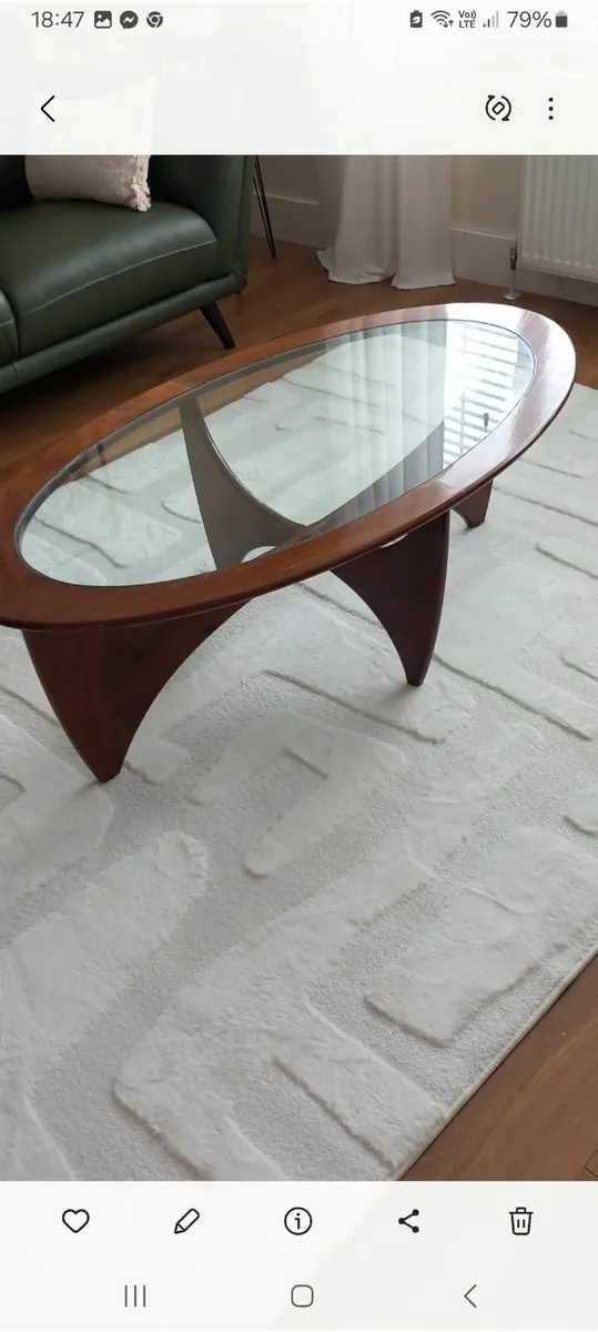 1960s G Plan Oval Astro teak/glass coffee table vi - Image 2