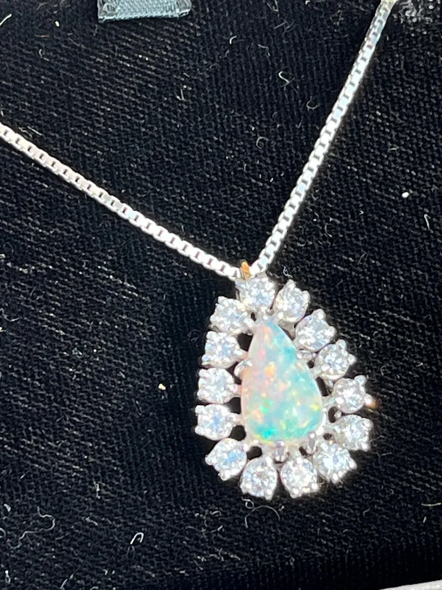 Diamond and Opal Pendant for sale - Image 1