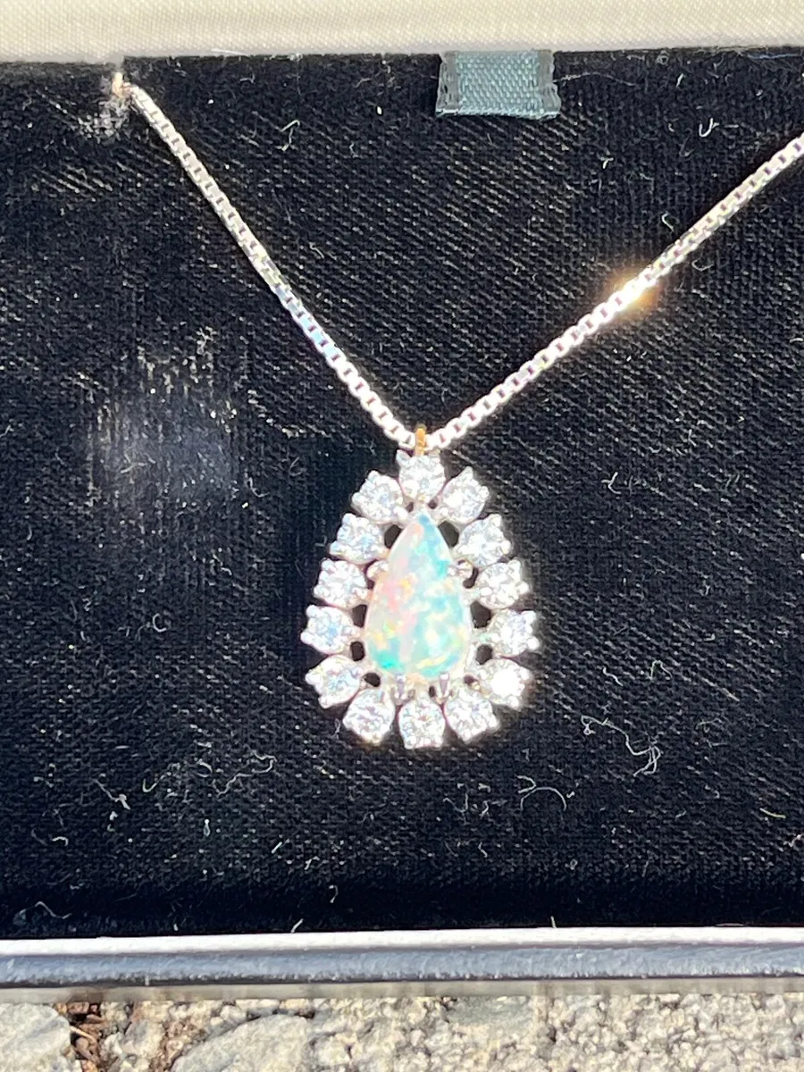 Diamond and Opal Pendant for sale - Image 2