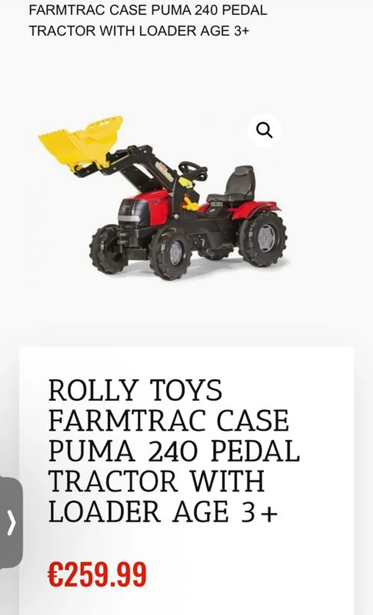 Rolly Toys Case Puma 240 Pedal Tractor With Loader Age 3+ - Image 2