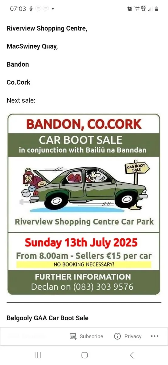 Carboot sale cork