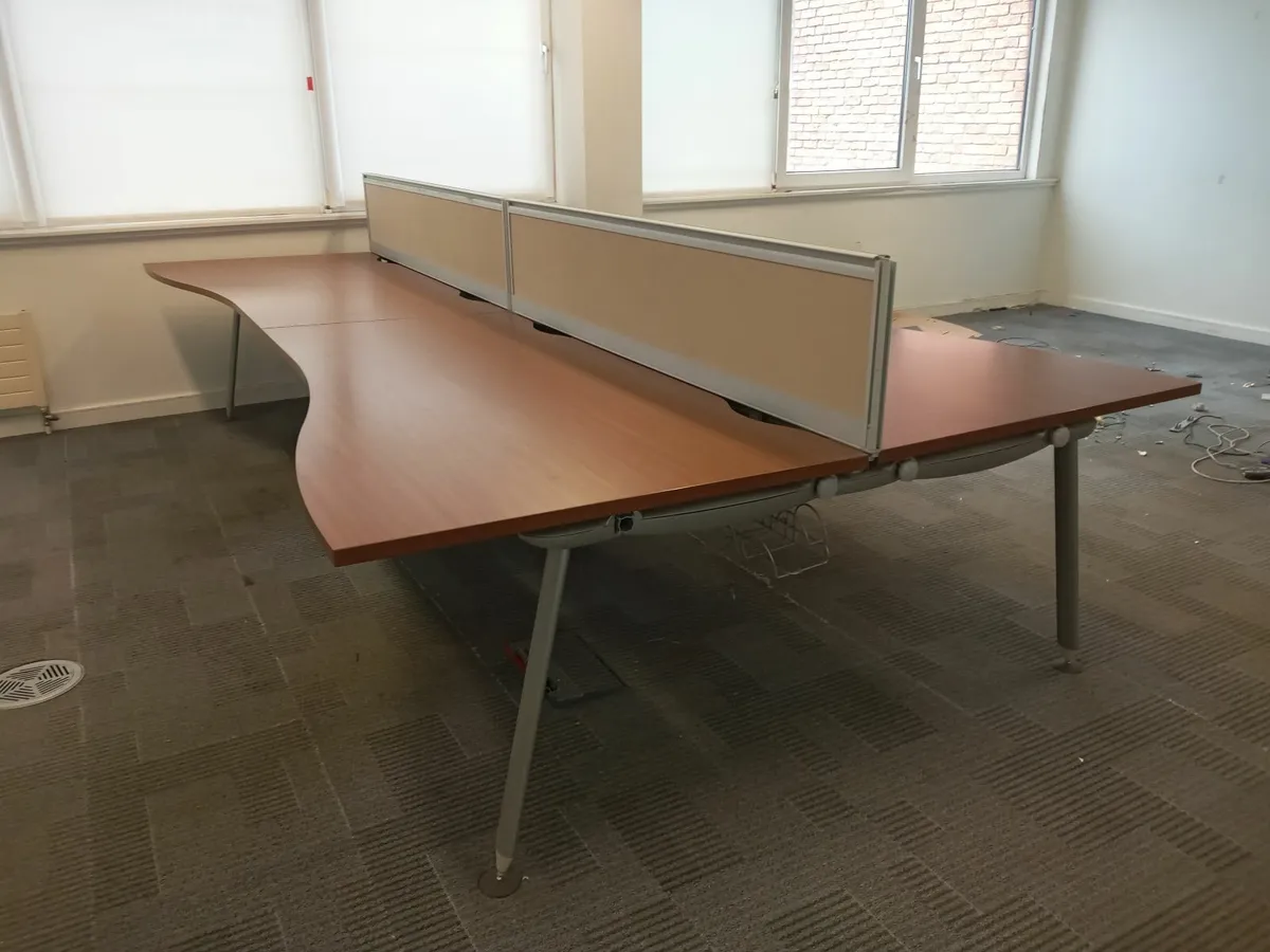 Delivery - 3 x Sets of 4 Office Desks with Divider - Image 2