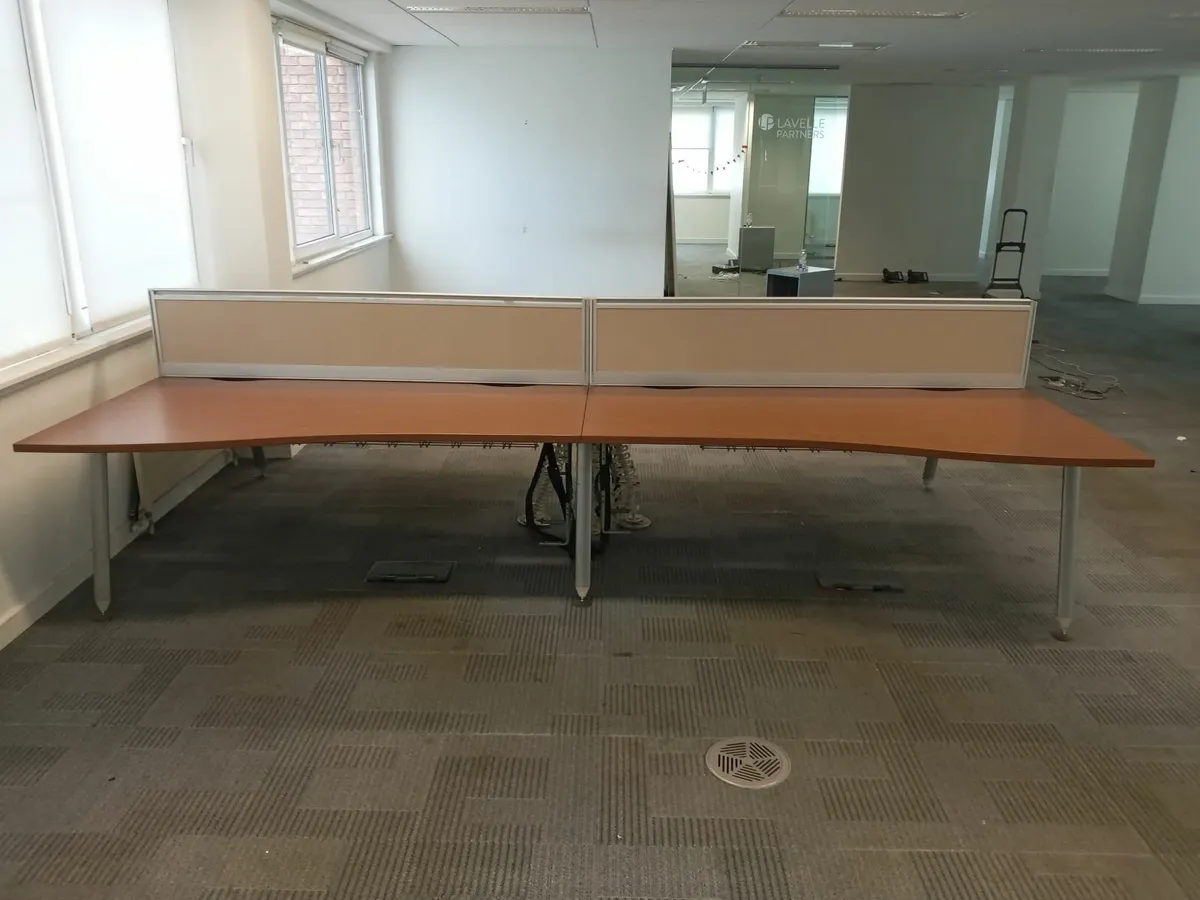 Delivery - 3 x Sets of 4 Office Desks with Divider - Image 4