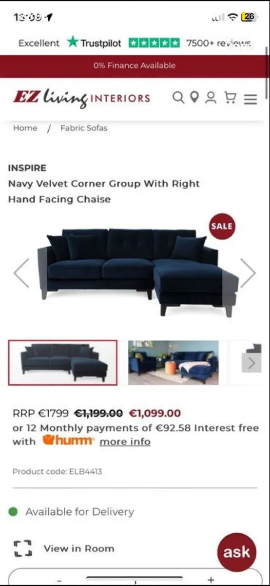 EZ living Inspire Corner Sofa with Footstool - Image 4