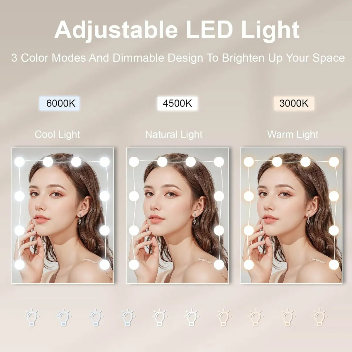 Dressing Table LED Lights Vanity Table Drawers - Image 4