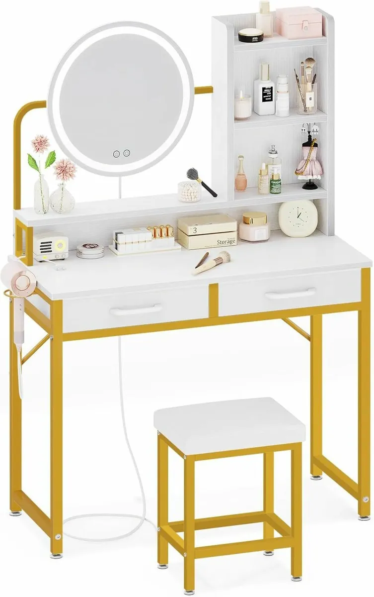 Dressing Table LED Lights White+Gold - Image 3
