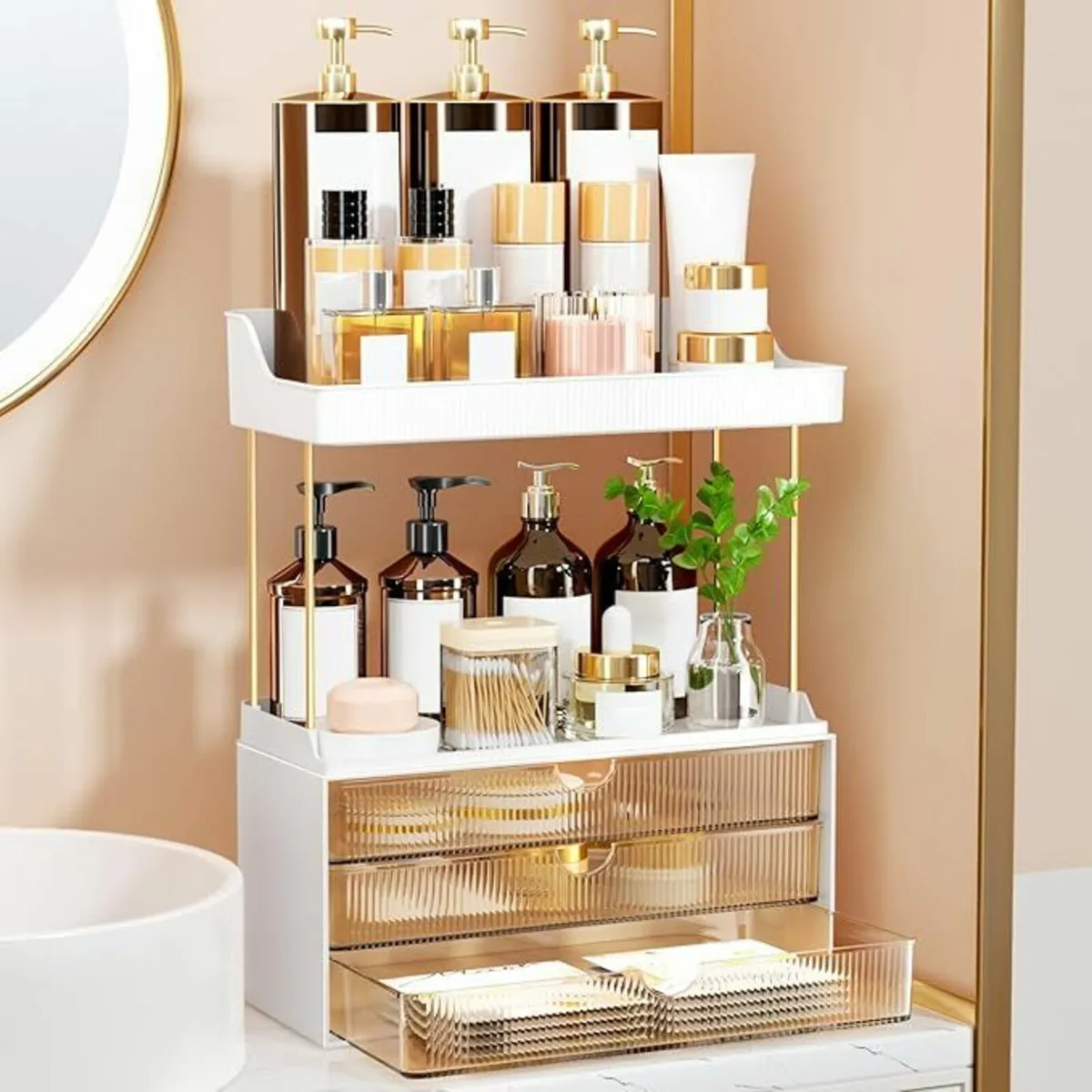 Makeup Organiser 2 Tier 3 Drawers bathroom bedroom - Image 1