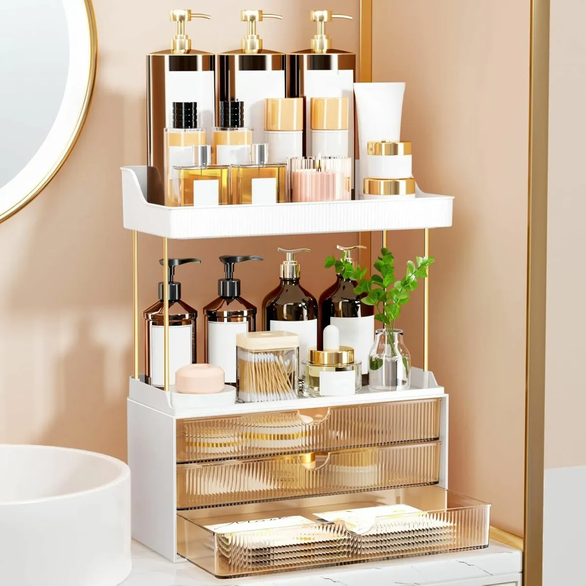 Makeup Organiser 2 Tier 3 Drawers bathroom bedroom - Image 3