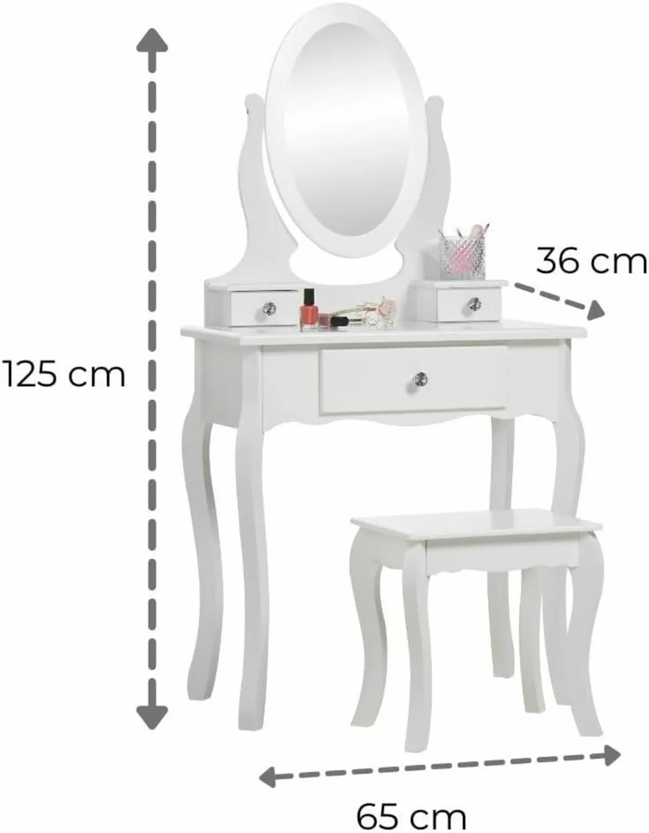 Dressing Table (Age 8-13yrs) with Mirror Stool Kid - Image 2