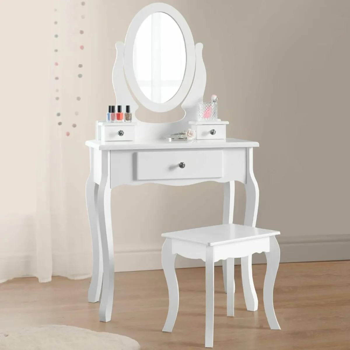 Dressing Table (Age 8-13yrs) with Mirror Stool Kid - Image 1